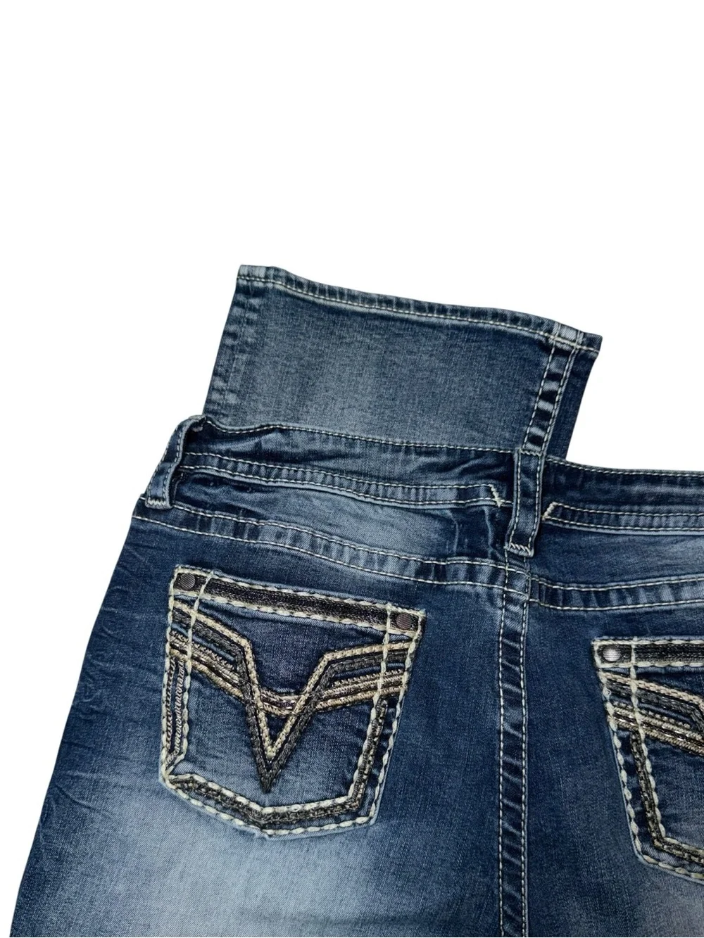 VIGOSS Women's Blue Distressed Bootcut Jeans